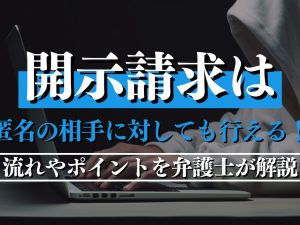 開示請求は匿名の相手に対しても行える！流れやポイントを弁護士が解説